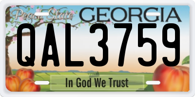 GA license plate QAL3759