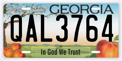 GA license plate QAL3764