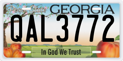 GA license plate QAL3772