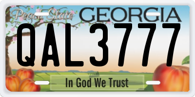 GA license plate QAL3777