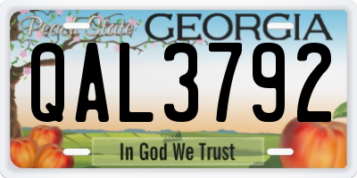 GA license plate QAL3792