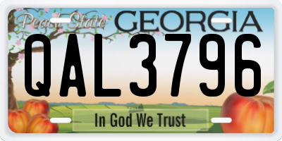 GA license plate QAL3796