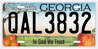 GA license plate QAL3832