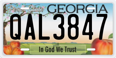 GA license plate QAL3847