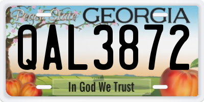 GA license plate QAL3872