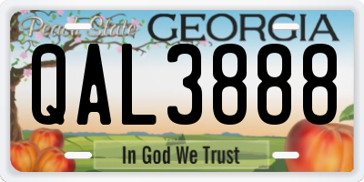 GA license plate QAL3888