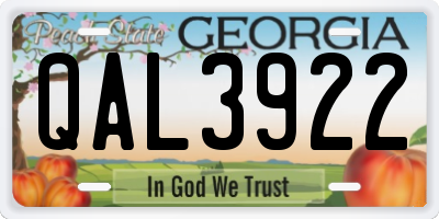 GA license plate QAL3922