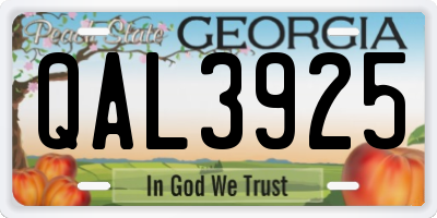 GA license plate QAL3925