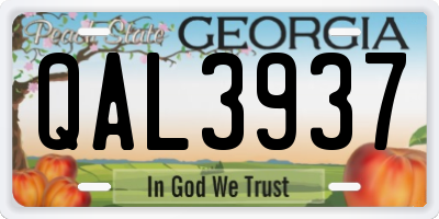 GA license plate QAL3937