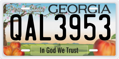 GA license plate QAL3953