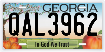 GA license plate QAL3962