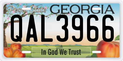 GA license plate QAL3966