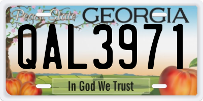 GA license plate QAL3971