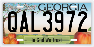 GA license plate QAL3972