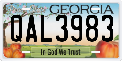 GA license plate QAL3983