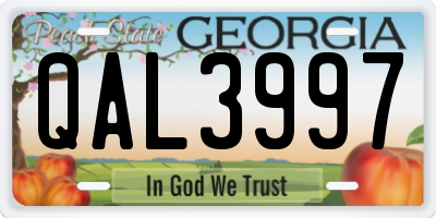 GA license plate QAL3997