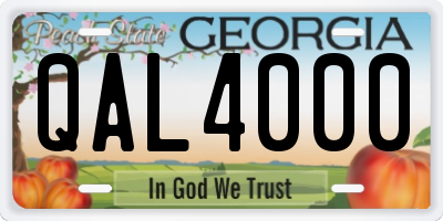 GA license plate QAL4000