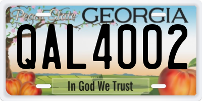 GA license plate QAL4002