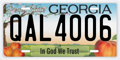 GA license plate QAL4006