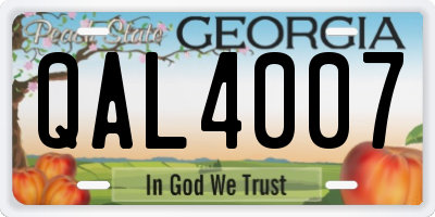 GA license plate QAL4007