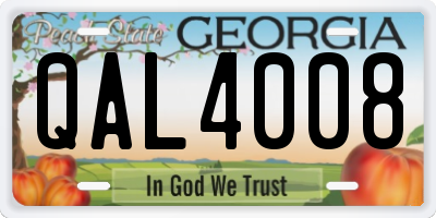 GA license plate QAL4008