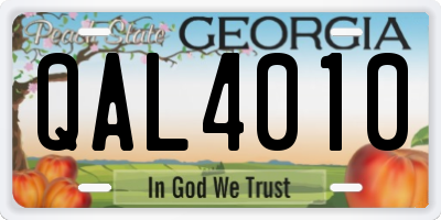 GA license plate QAL4010