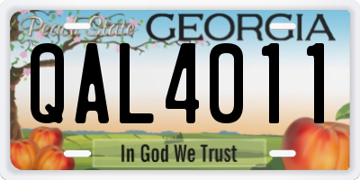 GA license plate QAL4011