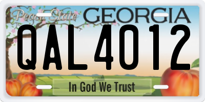 GA license plate QAL4012