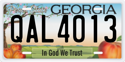 GA license plate QAL4013