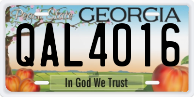 GA license plate QAL4016