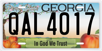 GA license plate QAL4017