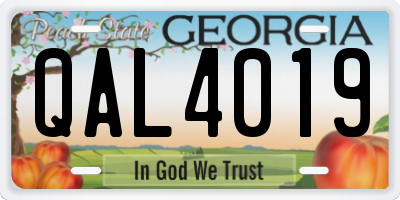 GA license plate QAL4019