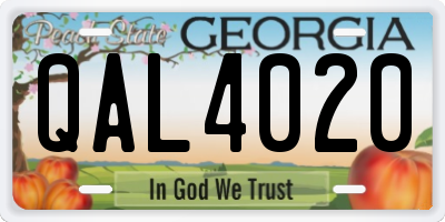 GA license plate QAL4020