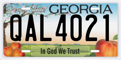 GA license plate QAL4021