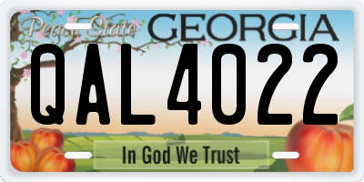 GA license plate QAL4022