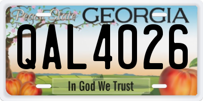 GA license plate QAL4026