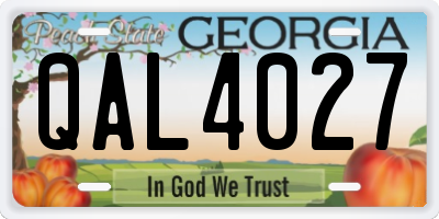 GA license plate QAL4027