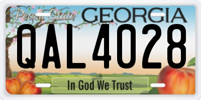 GA license plate QAL4028