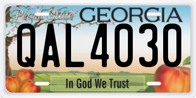 GA license plate QAL4030