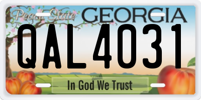 GA license plate QAL4031