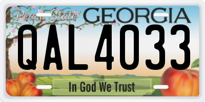 GA license plate QAL4033