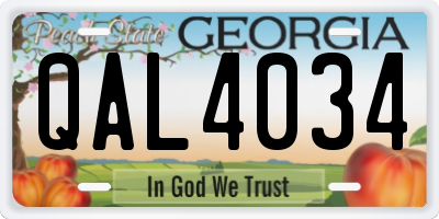 GA license plate QAL4034