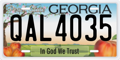 GA license plate QAL4035