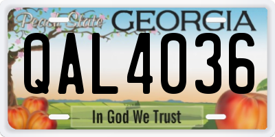 GA license plate QAL4036