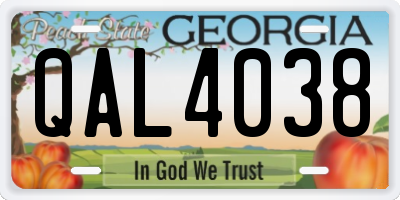 GA license plate QAL4038