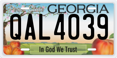 GA license plate QAL4039