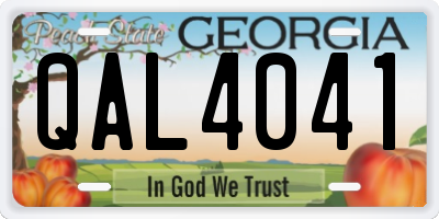 GA license plate QAL4041