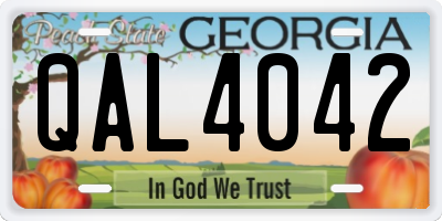 GA license plate QAL4042