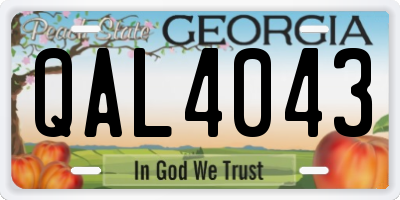 GA license plate QAL4043