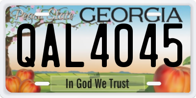 GA license plate QAL4045